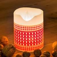 Patterned wax candle w. LEDs 10 cm battery