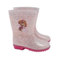 Paw Patrol Skye Character Girls Glitter Pull On Ridged Sole Kids Wellington Boots - Pink