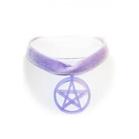 Pastel Purple Pentagram Lilac Velvet Choker - Colour: Purple