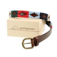 Pampeano Multi Skinny Leather Polo Belt, Green/Red/Blue, 28-30