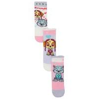 Paw Patrol girls pink Skye and Everest character print cotton blend socks three pack - Multicolour