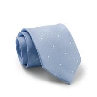Pale Blue Textured Spot Silk Tie - Savile Row
