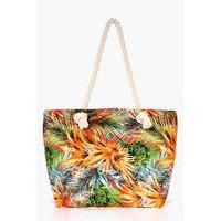 palm print beach bag orange