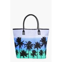 Palm Scene Beach Bag - blue