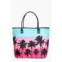 palm scene beach bag pink