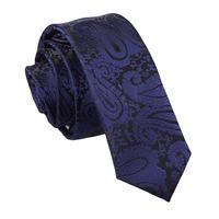 paisley navy blue skinny tie