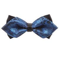 Paisley Blue Diamond Tip Bow Tie