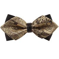 paisley gold diamond tip bow tie