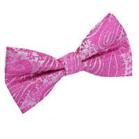 paisley fuchsia pink bow tie