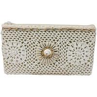 Palme Beige Clutch Crochet Flower women\'s Pouch in BEIGE