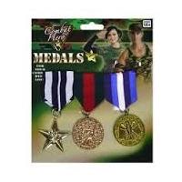 Pack Of 3 Plastic Military Medals