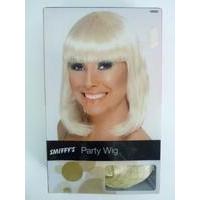 Party Wig, Blonde Short, With Fringe Ladies Fancy Dress Accessory Hen Smiffys