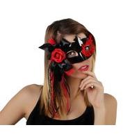 Party Mask Black Decorated With Flowers