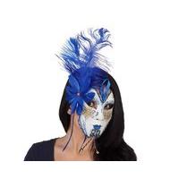 Party Mask Venetain With Blue Feather