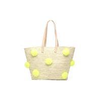 Panier artisanal Pompom Jaune Fluo