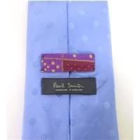 Paul Smith Powder Blue Polkadot Printed Designer Silk Tie