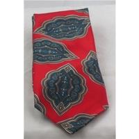 Paco Rabanne red, blue & brown paisley print silk tie