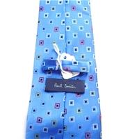 paul smith blue silk with multi coloured square pattern