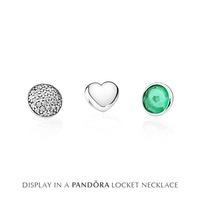 PANDORA Petite Memories May Green Crystal Locket Charm Set 792091NRG