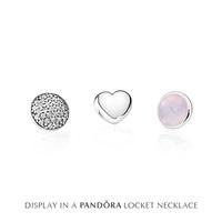 PANDORA Petite Memories October Pink Crystal Locket Charm Set 792091NOP