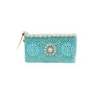 palme blue clutch crochet flower