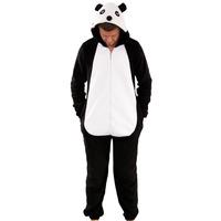 panda black white fleece animal onesie