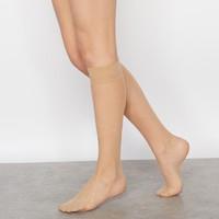 Pack of 2 Pairs of Tan Effect Voile Knee-Highs