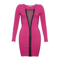 paprika mesh panel bodycon dress