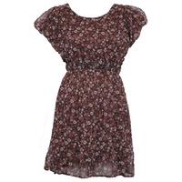 paprika floral chiffon waist dress