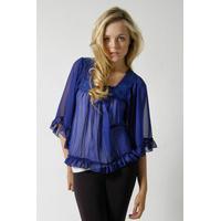 paprika crochet trim chiffon frill top