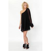 Paprika One Sleeve Chiffon Dress