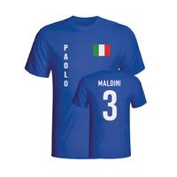 paolo maldini italy flag t shirt blue