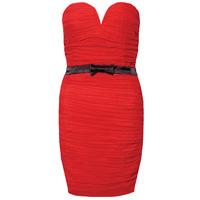 Paprika Ruched Bow Waist Bandeau Dress