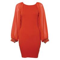 paprika beaded long sleeve dress