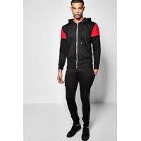 Panel Tracksuit With Zip Detail - red