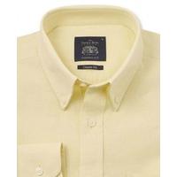 Pale Yellow Linen Blend Casual Fit Shirt L Standard - Savile Row