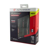Pair Hutchinson Fusion 5 Performance Tubeless Ready Road Tyre & Tubeless Kit - Black / 700c / 25mm / Clincher / Folding / Pair / Tubeless Kit