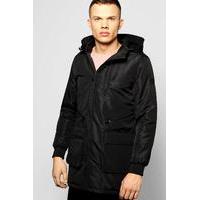 Parka with Multi Zip Detail - black