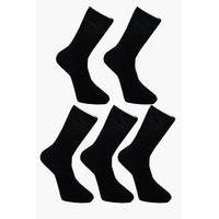 Pack Plain Black Cotton Socks - black