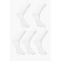 Pack Plain White Cotton Socks - white