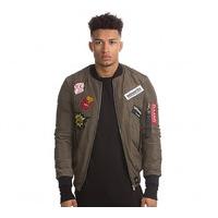 patched bomber jacket