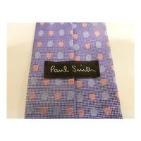 Paul Smith Silk Tie Blue With Pink & Blue Circle Design