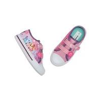 Paw Patrol girls character canvas printed exterior hoop and loop straps rubber toe cap trainers - Pink