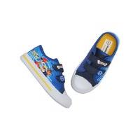 Paw Patrol boys character canvas printed exterior hoop and loop straps rubber toe cap trainers - Blue