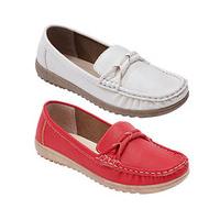 Paros Ladies? Loafers (1 + 1 FREE), Red and White, Size 7, Faux leather