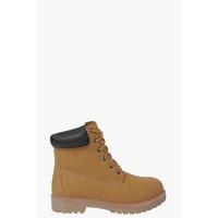 Padded Cuff Lace Up Hiker Boot - beige