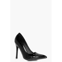 patent pointed court shoes black