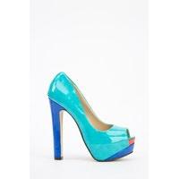 patent pvc open toe platform shoes