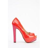 Patent PVC Open Toe Platform Shoes