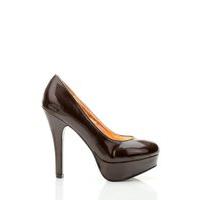 patent pvc platform heel court shoes